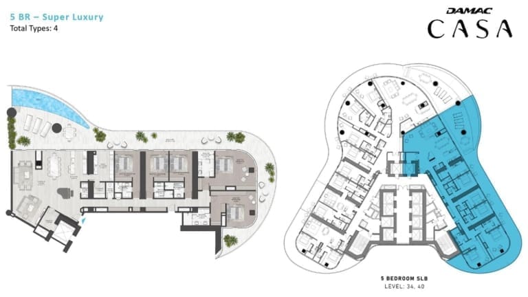 Damac Casa Tower 5 Bedroom Super Luxury Apartment Type SLB Floor Plan