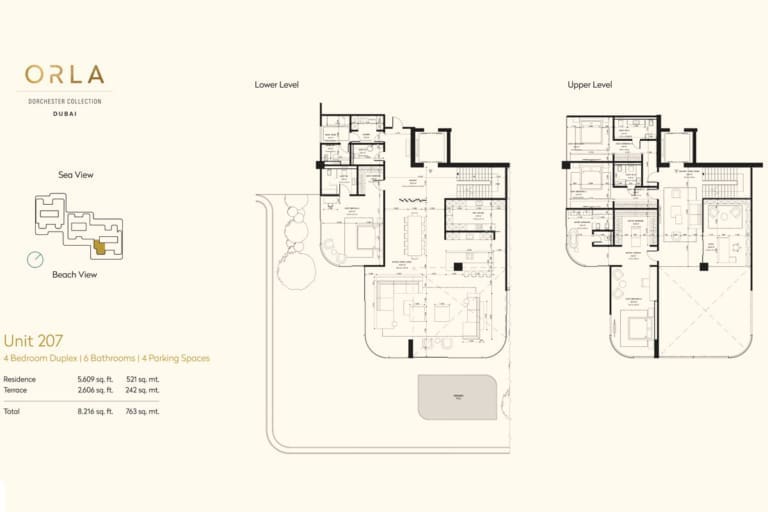 Orla 4 Bedroom Duplex Unit 207 Floor Plans