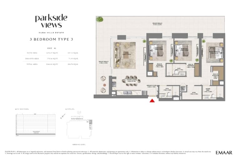 Parkside Views 3 Bedroom Apartment Type 3 Floor Plans