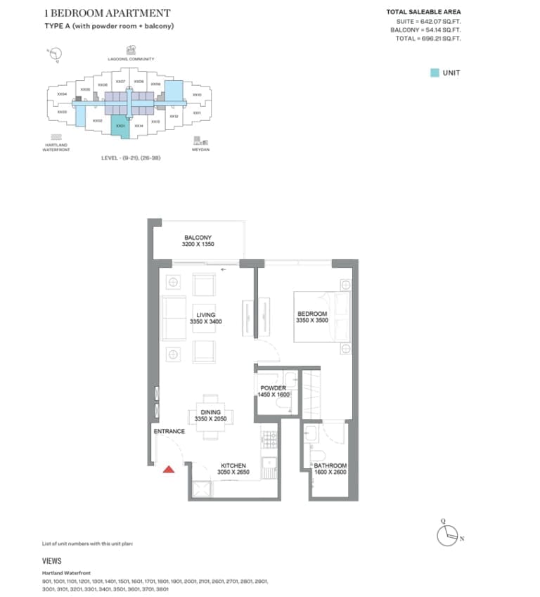 360 Riverside Crescent 1 Bedroom Apartment Type A Floor Plan
