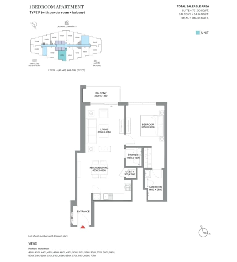 360 Riverside Crescent 1 Bedroom Apartment Type F Floor Plan