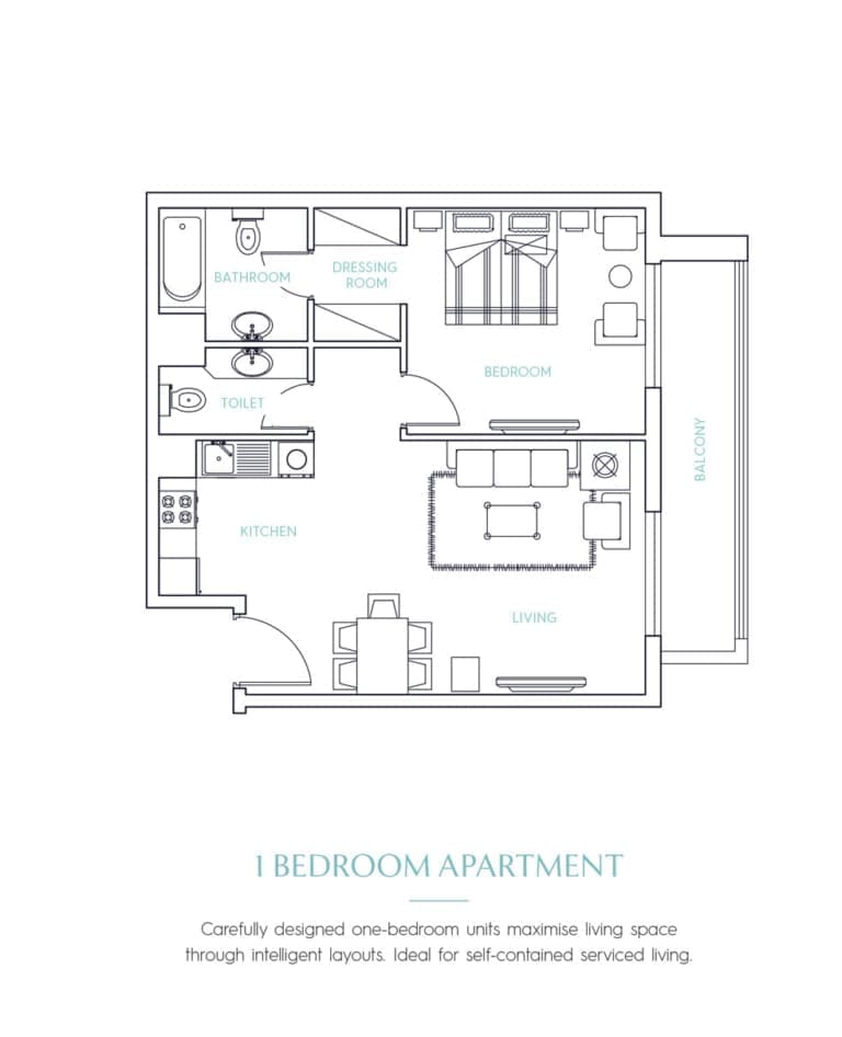 Candace Acacia 1 Bedroom Apartment Floor Plan