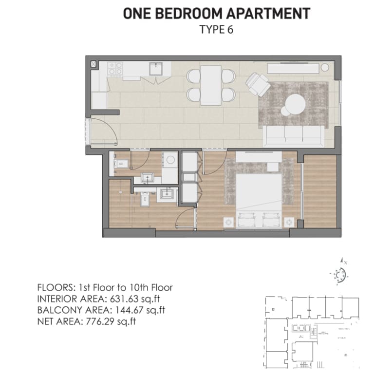 Concept 7 – 1 Bedroom Apartment Type 6 Floor Plan