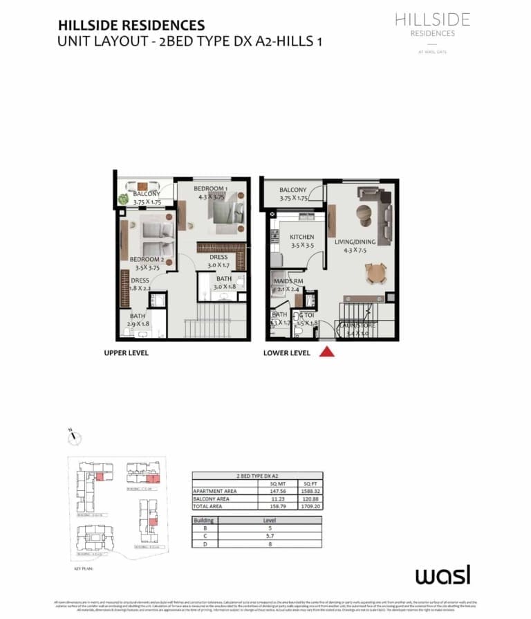 Hillside Residence 2 Bedroom Apartment Type DX A2 Floor Plan