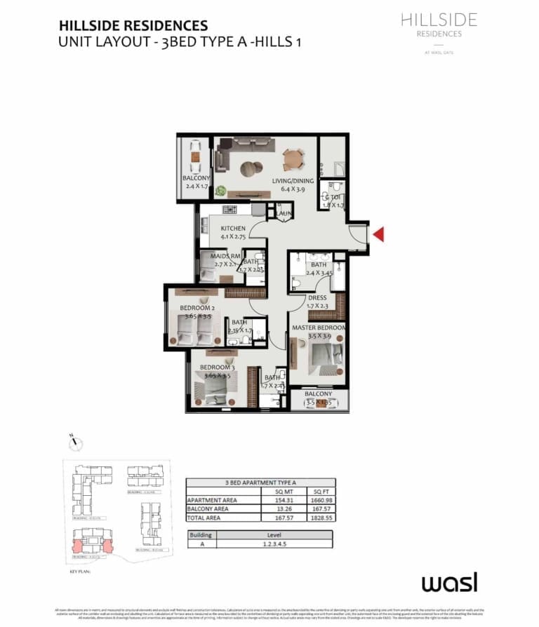 Hillside Residence 3 Bedroom Apartment Type A Floor Plan