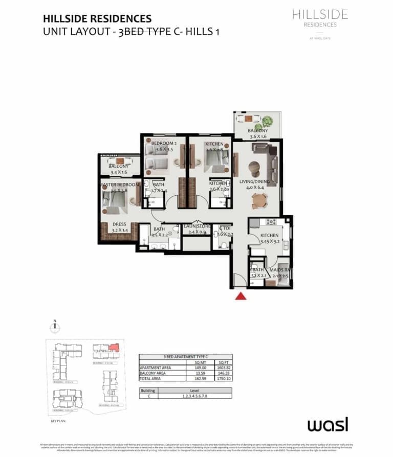 Hillside Residence 3 Bedroom Apartment Type C Floor Plan