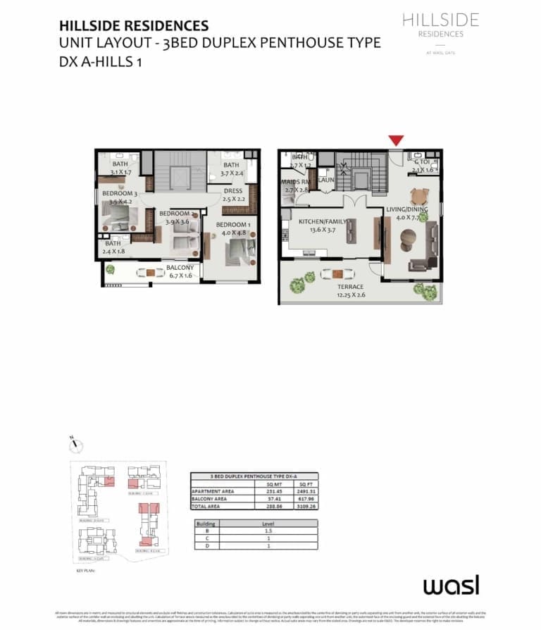 Hillside Residence 3 Bedroom Duplex Penthouse Type DX A Floor Plan