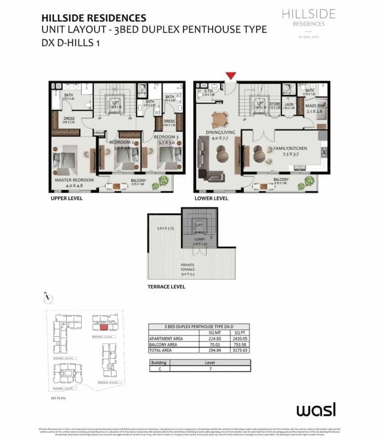 Hillside Residence 3 Bedroom Duplex Penthouse Type DX D Floor Plan