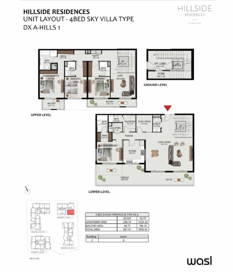 Hillside Residence 4 Bedroom Sky Villa Type DX A Floor Plan