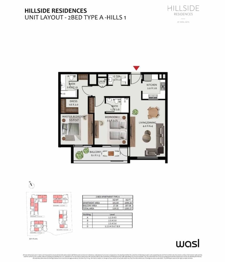Hillside Residence 2 Bedroom Apartment Type A Floor Plan