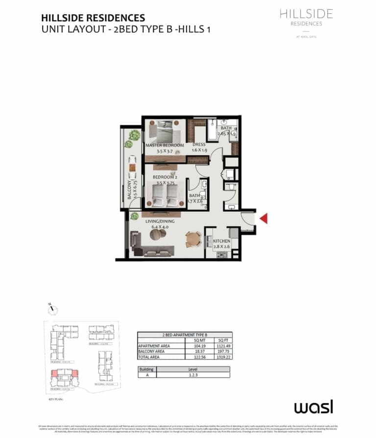 Hillside Residence 2 Bedroom Apartment Type C Floor Plan