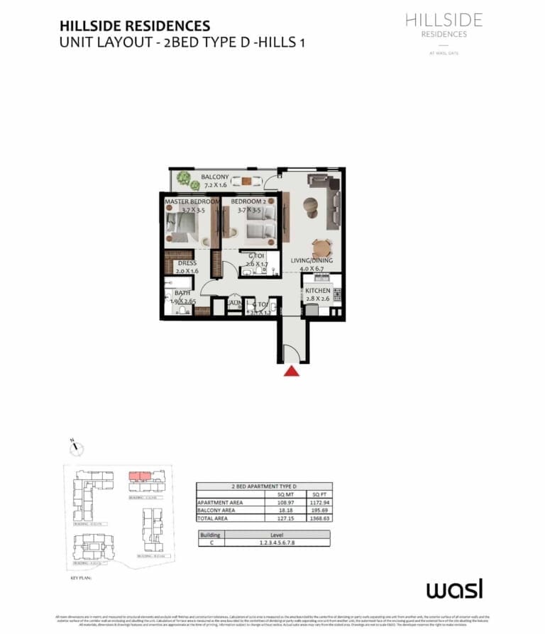 Hillside Residence 2 Bedroom Apartment Type D Floor Plan
