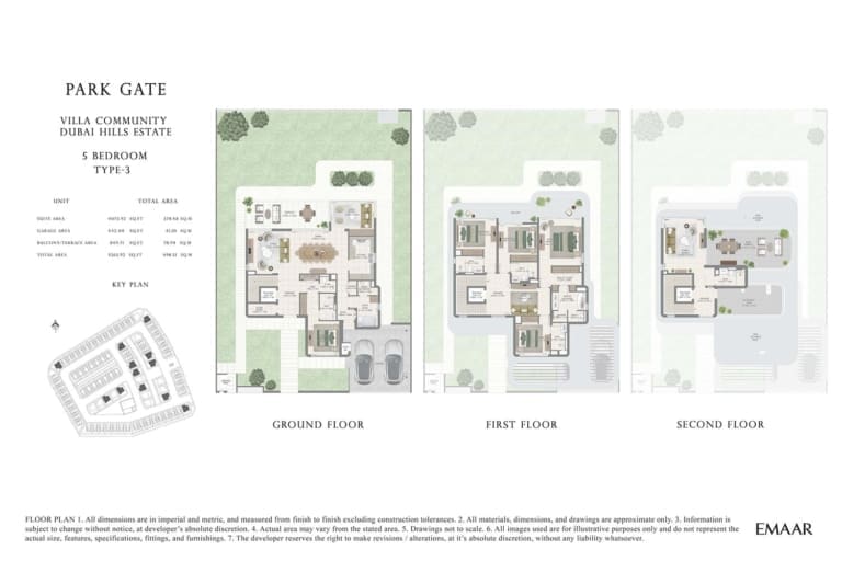 Emaar Park Gate 5 Bedroom Villa Type 3 Floor Plan