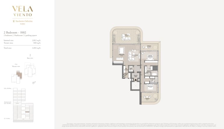 Vela Viento 2 Bedroom Apartment Unit 1002 Floor Plan