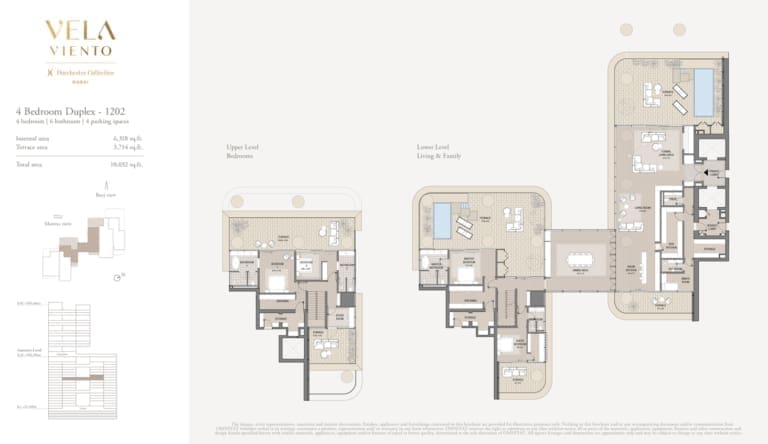 Vela Viento 4 Bedroom Duplex Unit 1202 Floor Plan