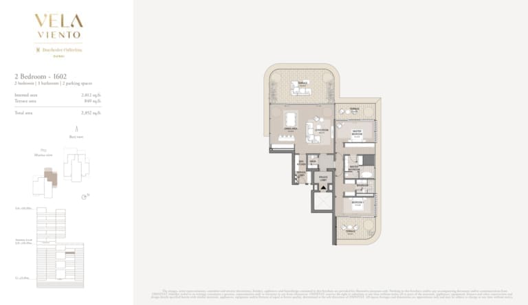 Vela Viento 2 Bedroom Apartment Unit 1602 Floor Plan