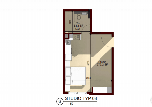 Laya Heights Studio Apartment Type 3 Floor Plan