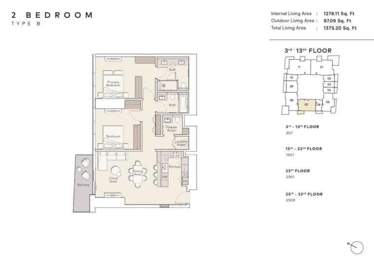 Mercer House 2 Bedroom Apartment Type B Floor Plan