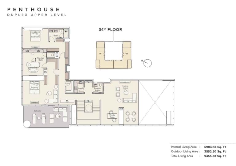 Mercer House Penthouse Duplex Upper Level Floor Plan