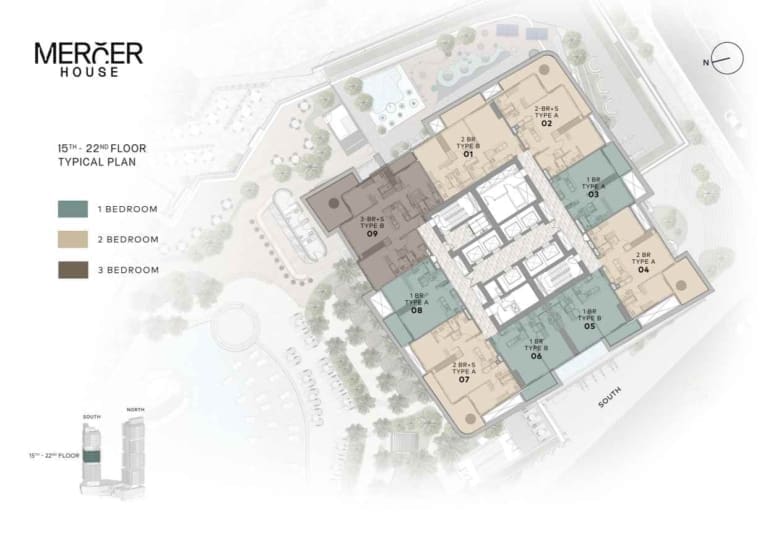 Mercer House 15th – 22nd Floor Plan