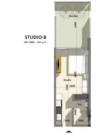Samana Golf Avenue Studio Apartment Type B Floor Plan