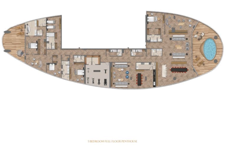 Jumeirah Living 5 Bedroom Full Floor Penthouse Floor Plan