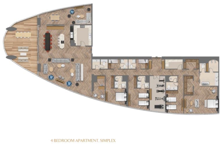 Jumeirah Living 4 Bedroom Apartment Simplex Floor Plan
