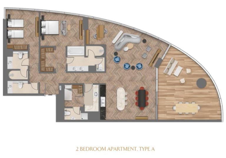 Jumeirah Living 2 Bedroom Apartment Type A Floor Plan