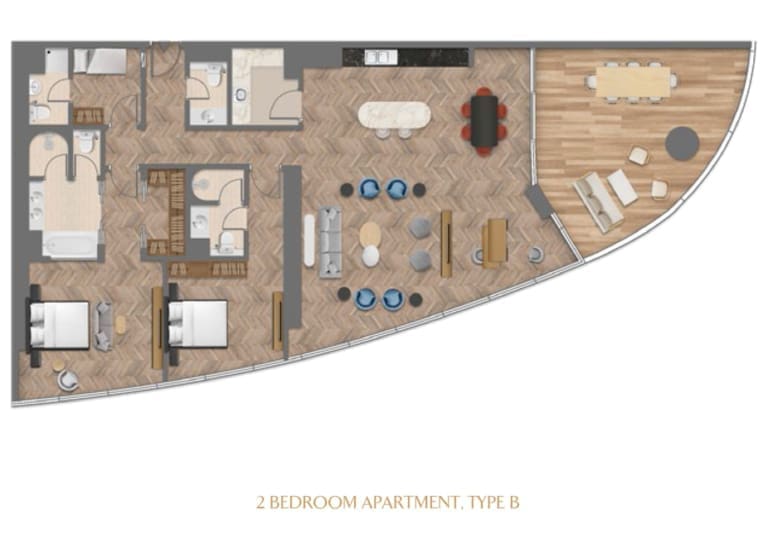 Jumeirah Living 2 Bedroom Apartment Type B Floor Plan