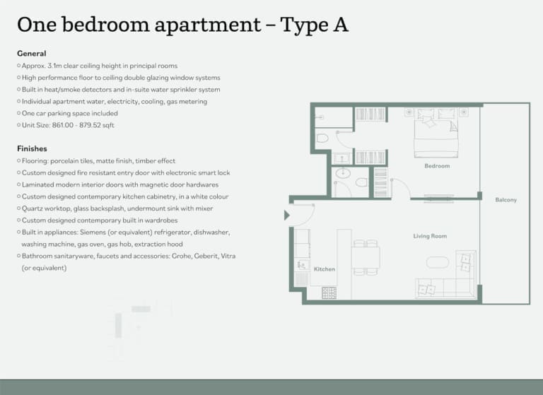 Luma Park Views 1 Bedroom Apartment Type A Floor Plan