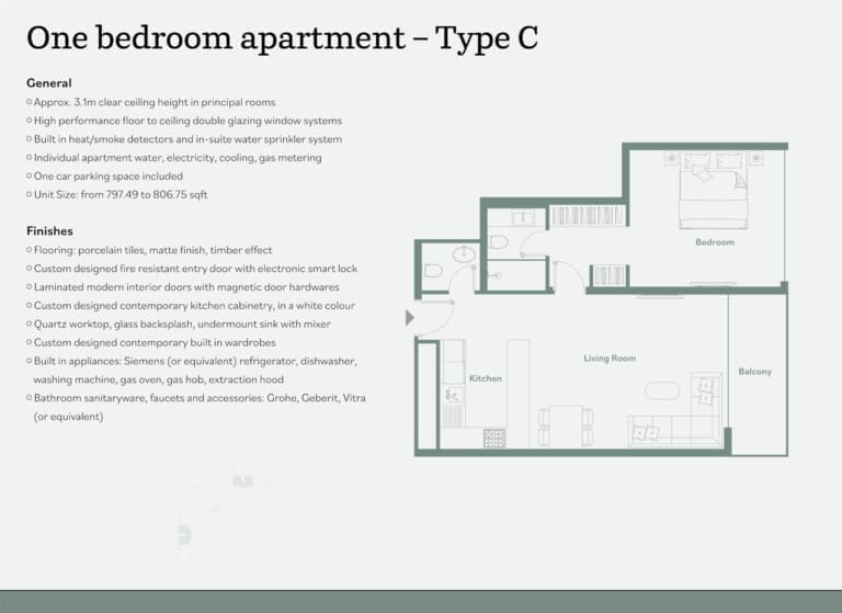 Luma Park Views 1 Bedroom Apartment Type C Floor Plan