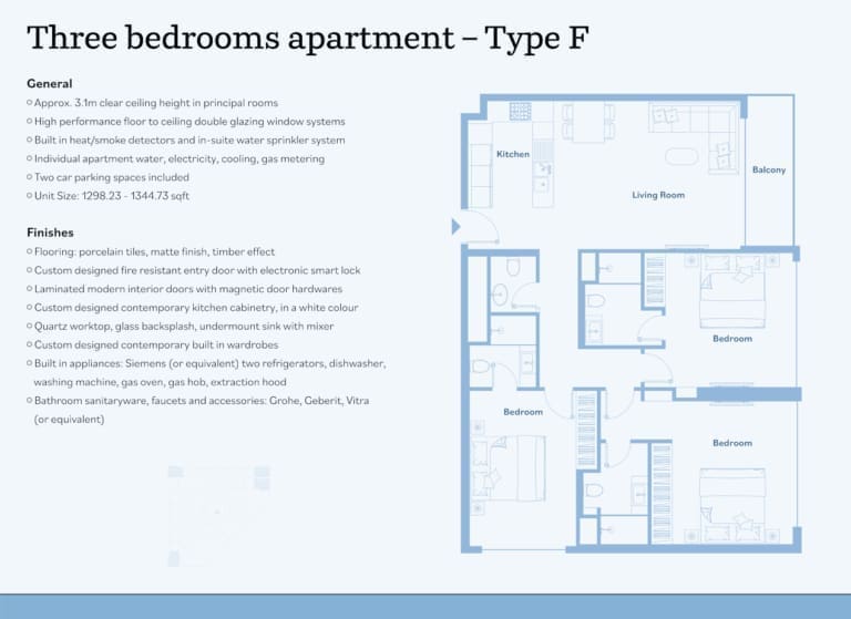 Luma Park Views 3 Bedroom Apartment Type F Floor Plan