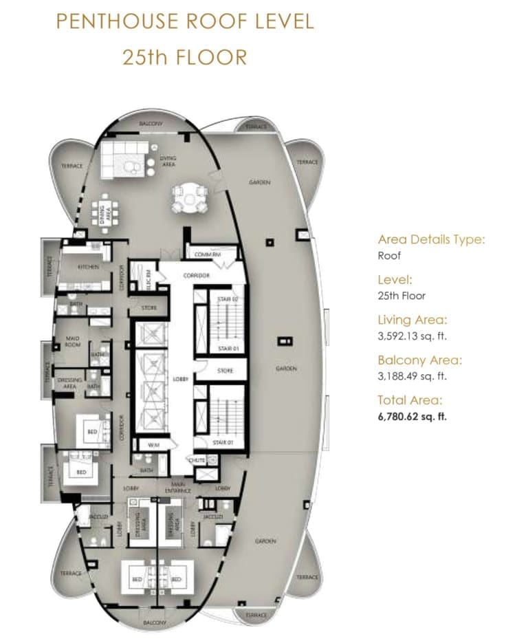 Marina Star Penthouse Roof Level 25th Floor Plan