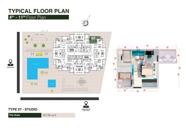 Regina Tower Studio Apartment Type 07 Floor Plan