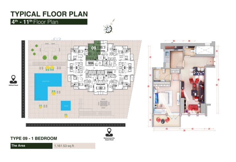 Regina Tower 1 Bedroom Apartment Type 09 Floor Plan