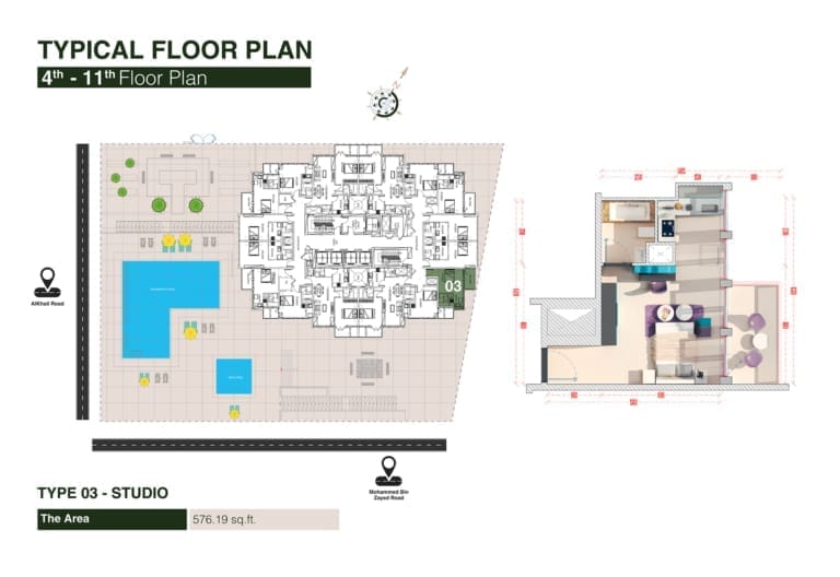 Regina Tower Studio Apartment Type 03 Floor Plan
