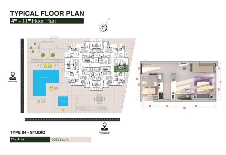 Regina Tower Studio Apartment Type 04 Floor Plan