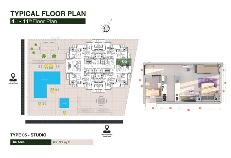 Regina Tower Studio Apartment Type 05 Floor Plan