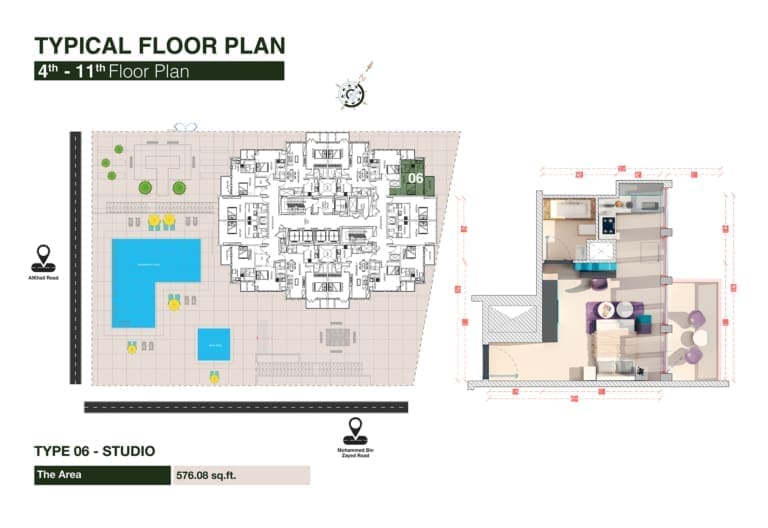 Regina Tower Studio Apartment Type 06 Floor Plan