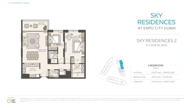 Sky Residences 2 Bedroom Apartment Type 2 Floor Plan