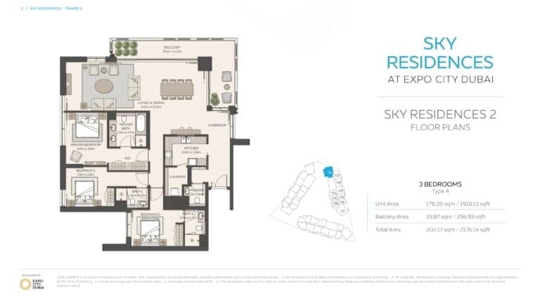 Sky Residences 3 Bedroom Apartment Type 4 Floor Plan