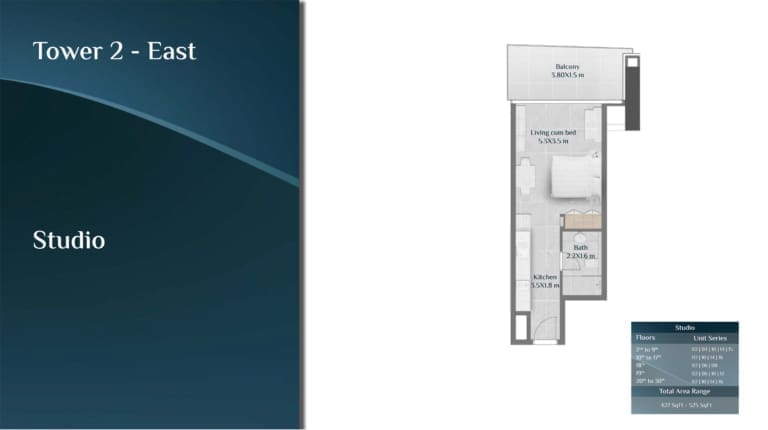 Skyhills Residence Tower 2 East Studio Apartment Floor Plan