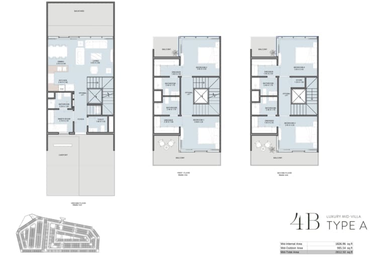 Taormina Village 4 Bedroom Luxury Mid Villa Type A Floor Plan