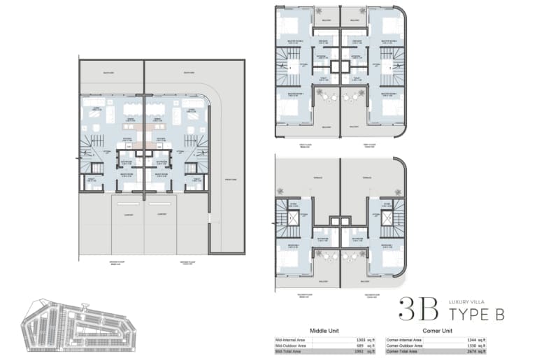 Taormina Village 3 Bedroom Townhouse Type B Floor Plan