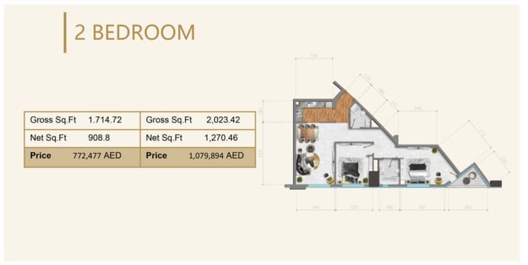 V Tower 2 Bedroom Apartment Floor Plan
