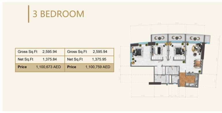 V Tower 3 Bedroom Apartment Floor Plan