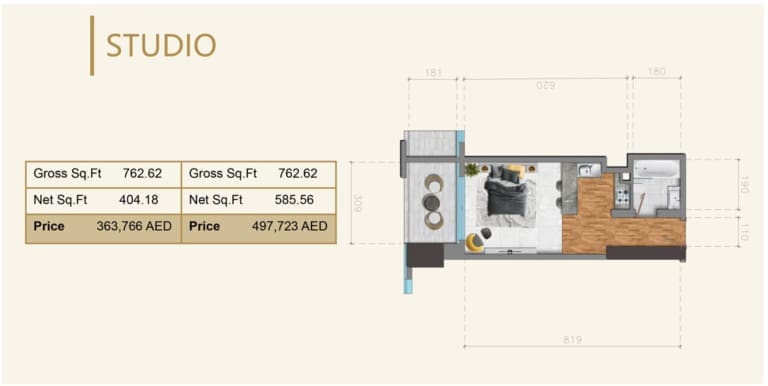 V Tower Studio Apartment Floor Plan