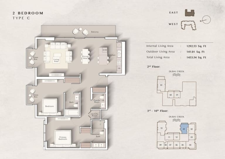 Art Bay 2 Bedroom Apartment Type C Floor Plan