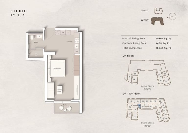 Art Bay West Studio Apartment Type A Floor Plan