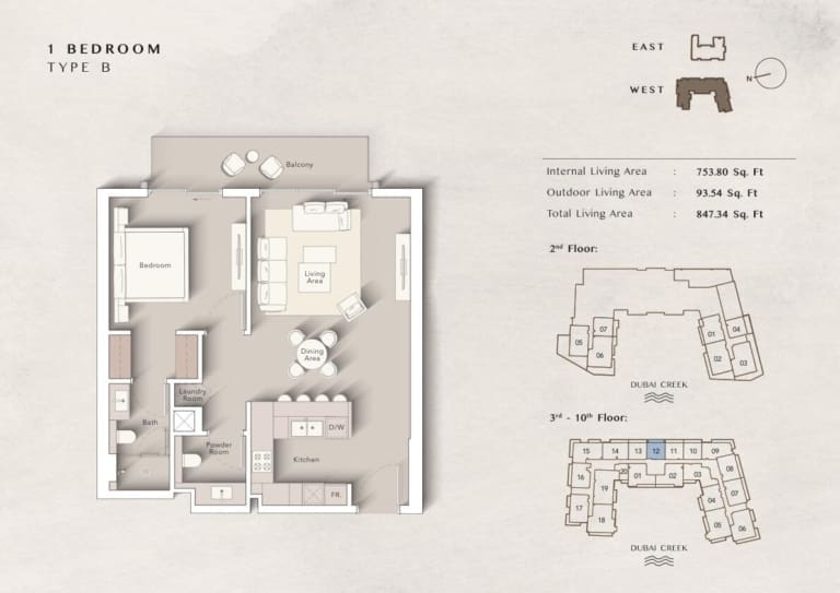Art Bay West 1 Bedroom Apartment Type B Floor Plan